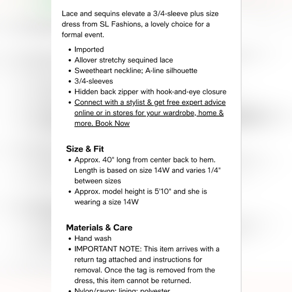 SLNY Fashions 3/4 SLEEVE EVENING DRESS - Picture 7 of 7